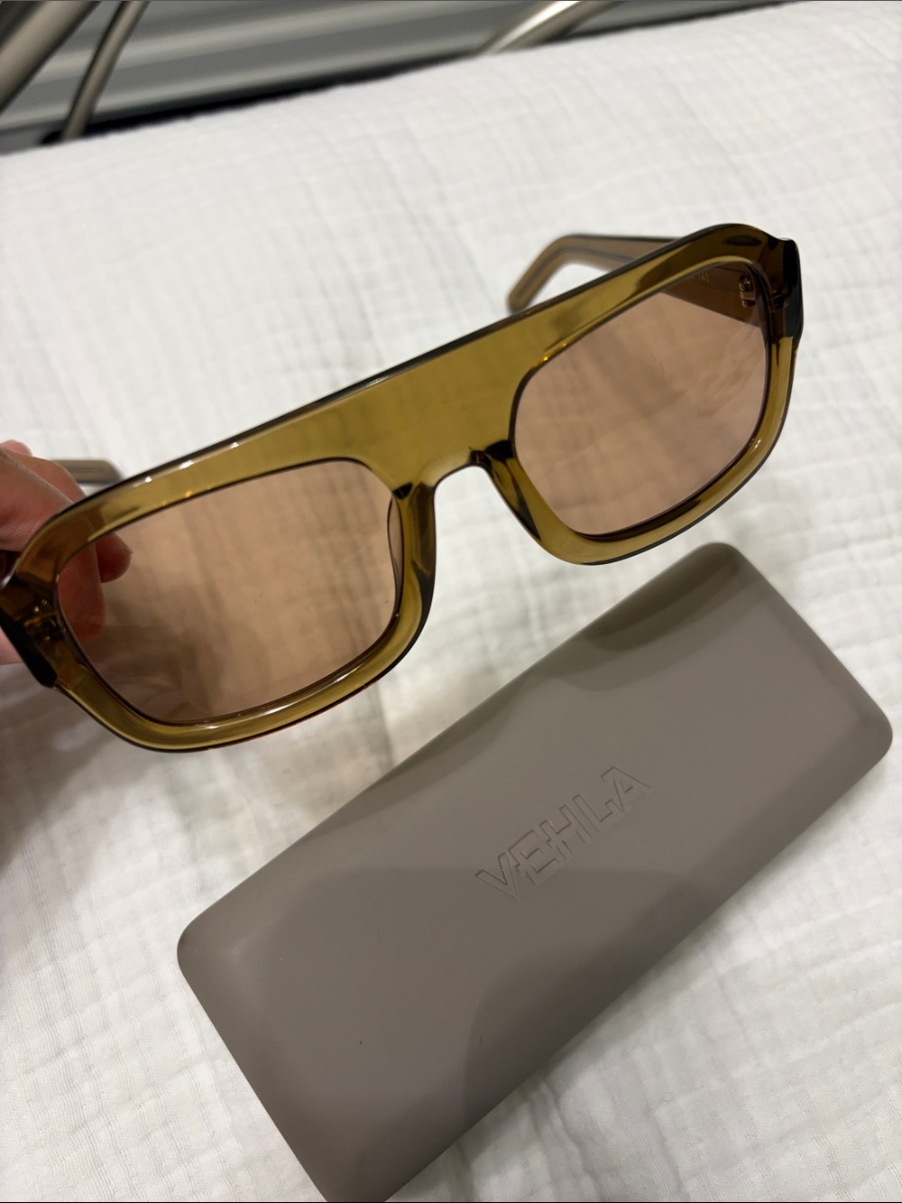 VEHLA Olive Green Rectangular Sunglasses